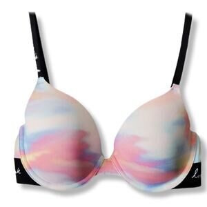 VS Victoria Secret PINK Pastel Tie Dye Push Up T Shirt Bra 32D Everyday Classic